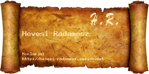 Hevesi Radamesz névjegykártya